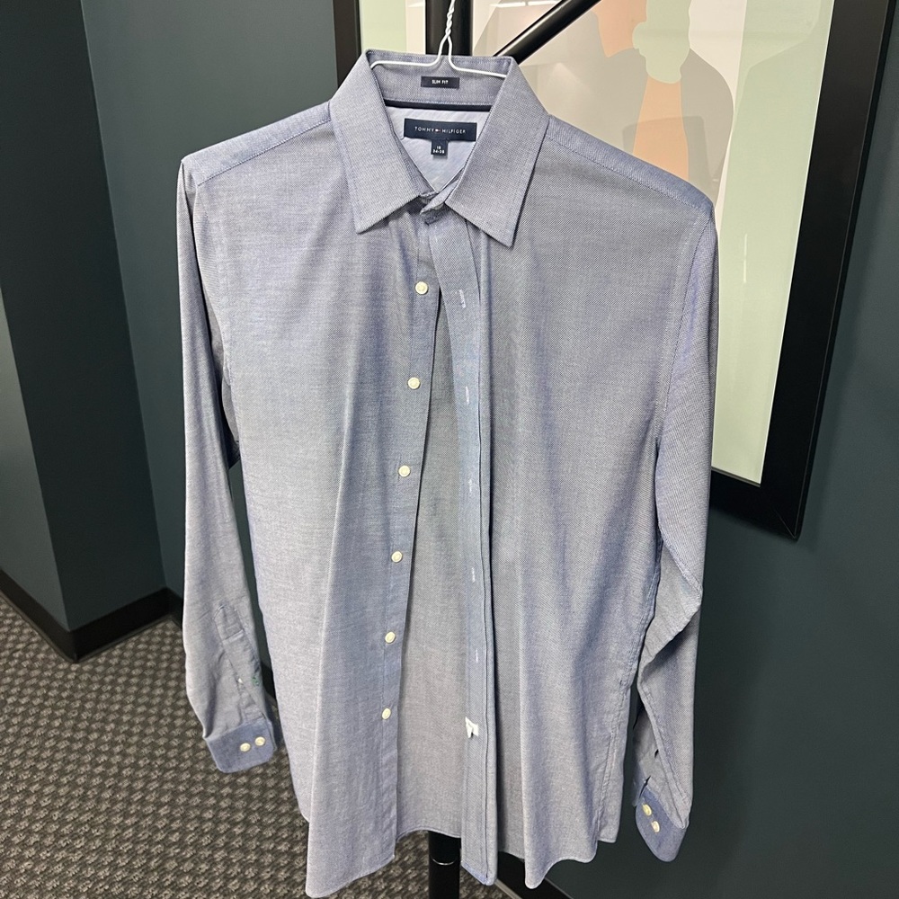 Tommy Hilfiger navy button up. Medium.